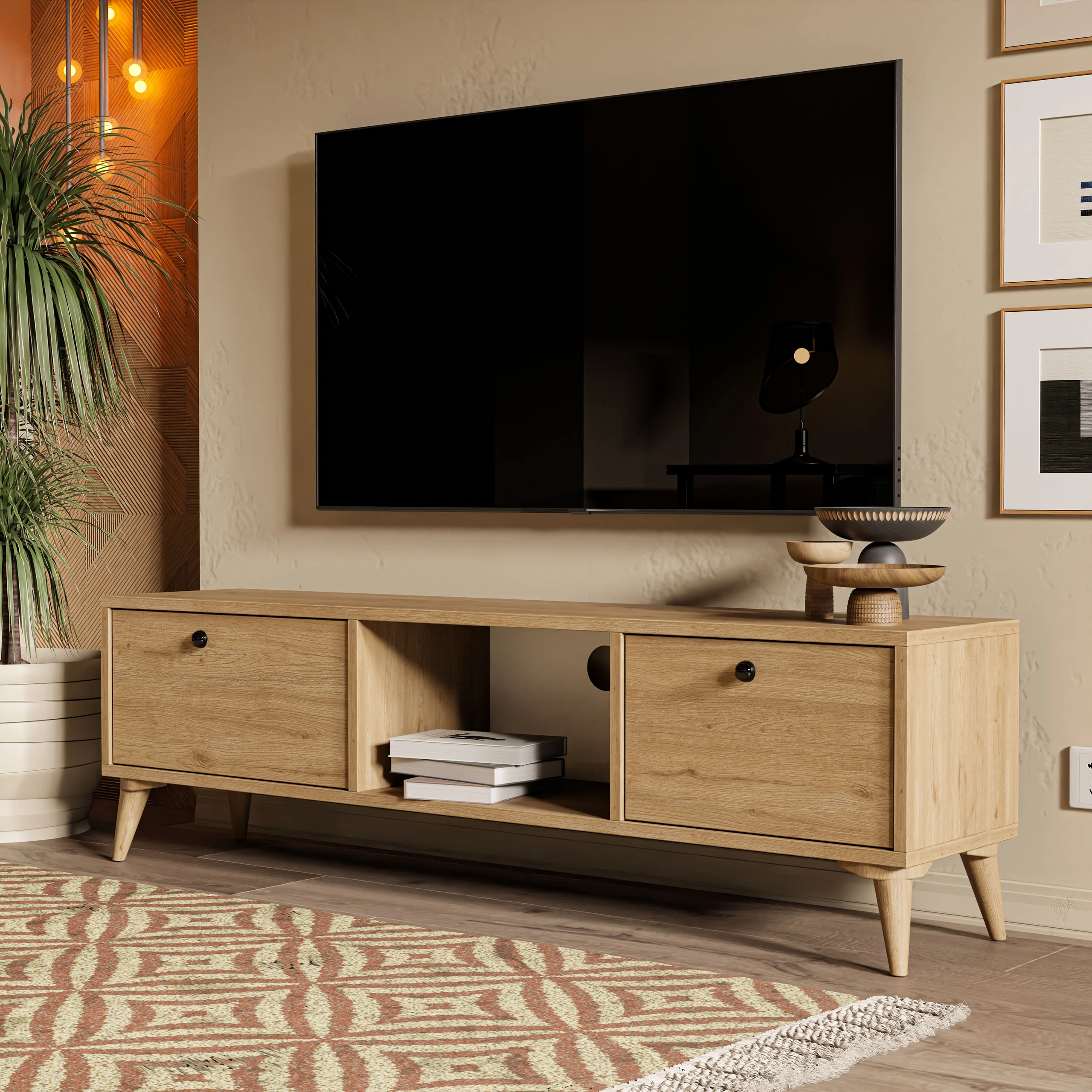 Έπιπλο Τηλεόρασης 1216 SERENAT μπεζ Μ 138xΠ29.5xΥ42.6εκ., All4home